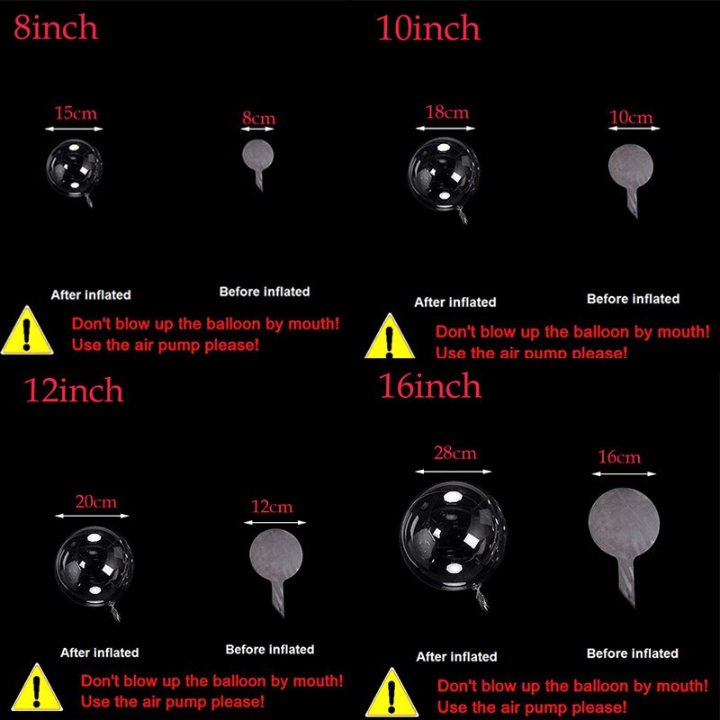 50pcs Clear Bobo Balloon 8/10/12/16/18/20/24/36'' Transparent Bubble Balloon for Birthday Wedding Birthday Christmas Decor Globo