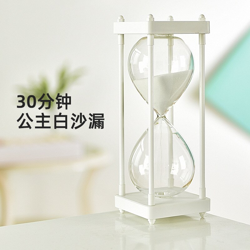 Gratis Belettering 30 Minuten Zandloper Tijd Timer Mintgroen Half Uur Hoge Borosilicaatglas Zandloper Grappige Kinderen Dag: Princess White