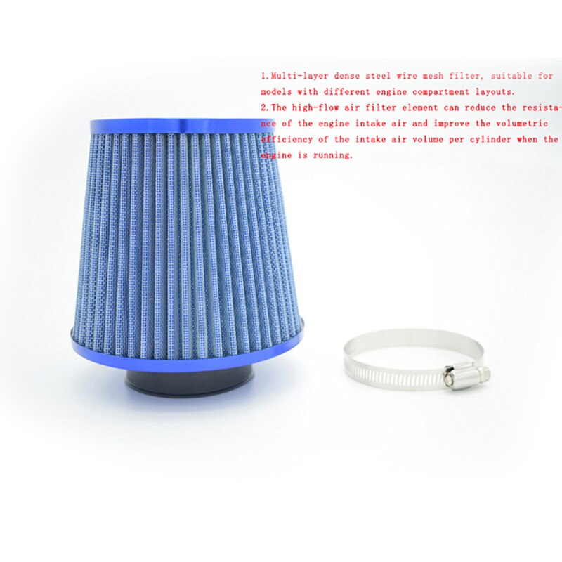 Filtro de aire deportivo para coche de alto flujo Universal 76mm Filtro de aire frío deporte rojo azul filtro de carbono 3 colores
