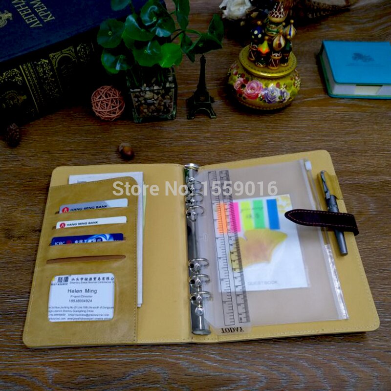 6- rings ringband, map,  a5 leren notitieboekhoezen, agenda, map, organizer, tas, set voor schoolbenodigdheden