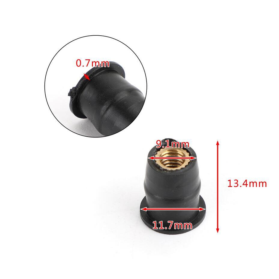 30PCS 50PCS Motorcycle Fairing Screw M5 M6 Dome Well Screws Nuts With Rubber Windscreen Windshield Screws Well Nut Universal