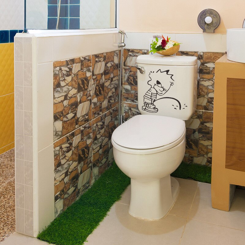 Pee Toilet Sticker DIY Cartoon DIY Living Bath Room Fridge Car Mural Decal Wall Door Window Stickers Posters Home Decor