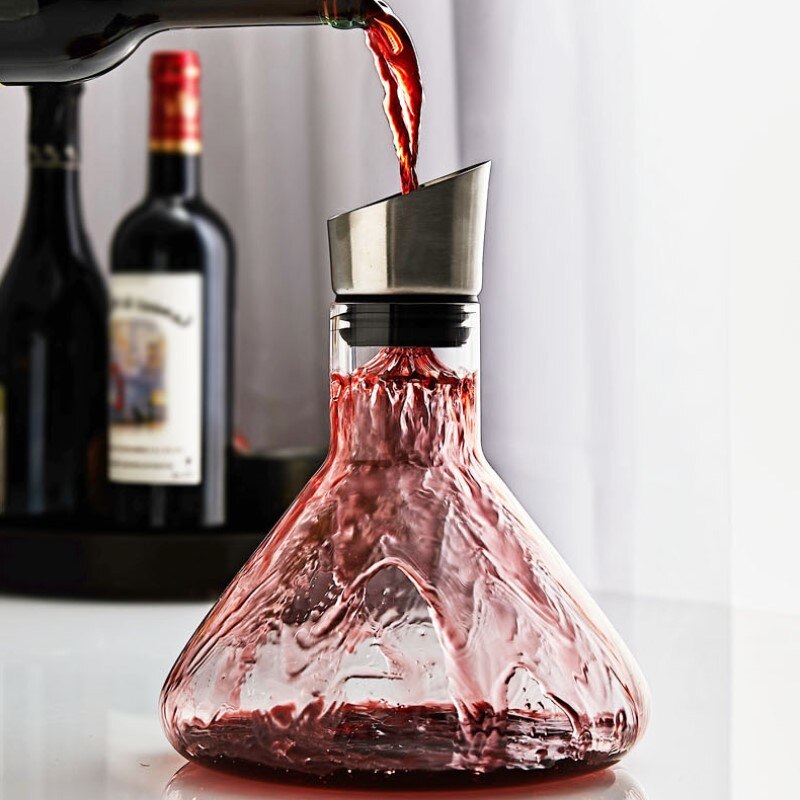 Fast Breathing Wine Decanter with Stainless Steel Aerator Leadfree 100