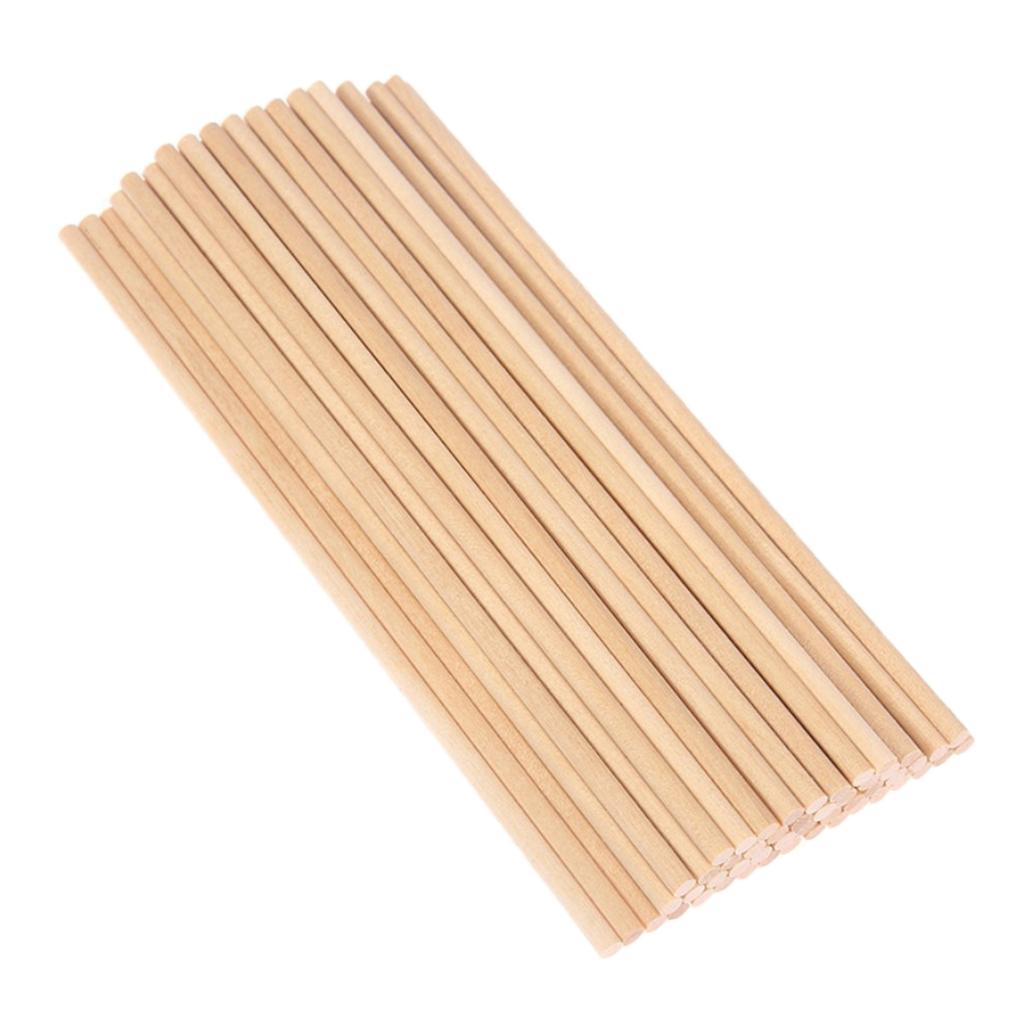 50 Stuks Ronde 5Mm Dikke Unfinished Houten Stok Houten Deuvel Staaf Voor Kids Model Making Diy Craft Thuis Bruiloft partij Decoratie: 20x.05cm