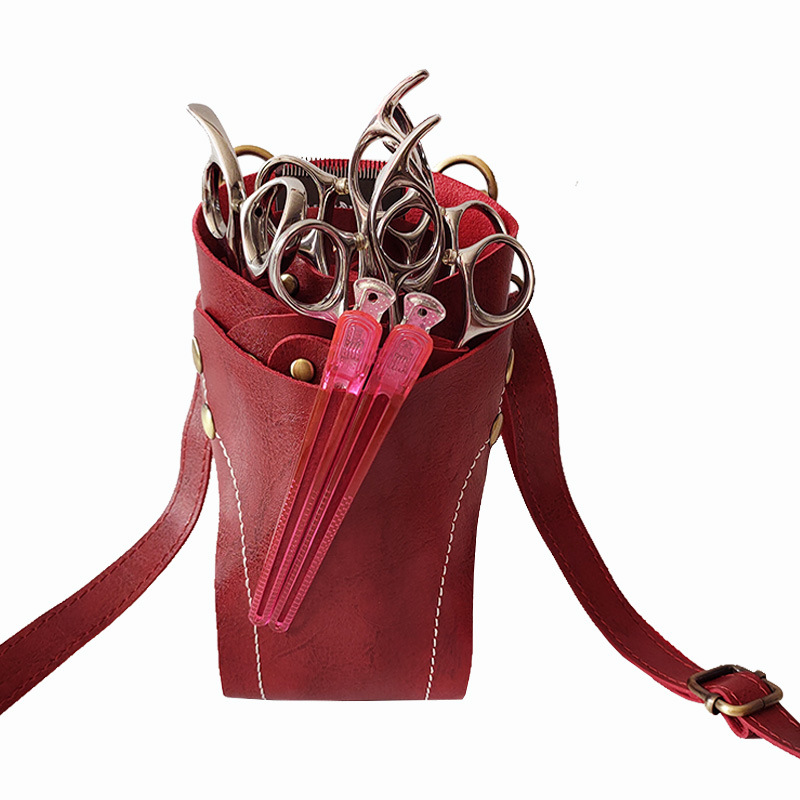 Barber Shears Holster Scissor Holder Pouch Hair Dressres Bag with Belt for Hairdressers, Salon Hair Stylist Barber: Red