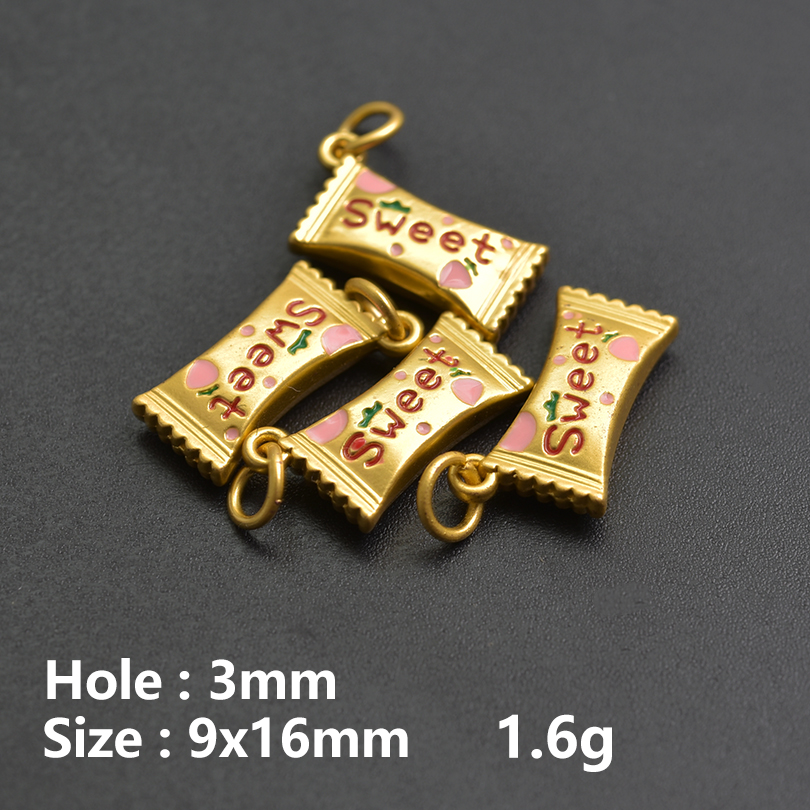 13pcs/Lot Mix Dessert Cake Ice Cream 3D Gold Color Enamel Charms For Jewelry Making Supplies Candy DIY Cute Pendant Accessories: Pink