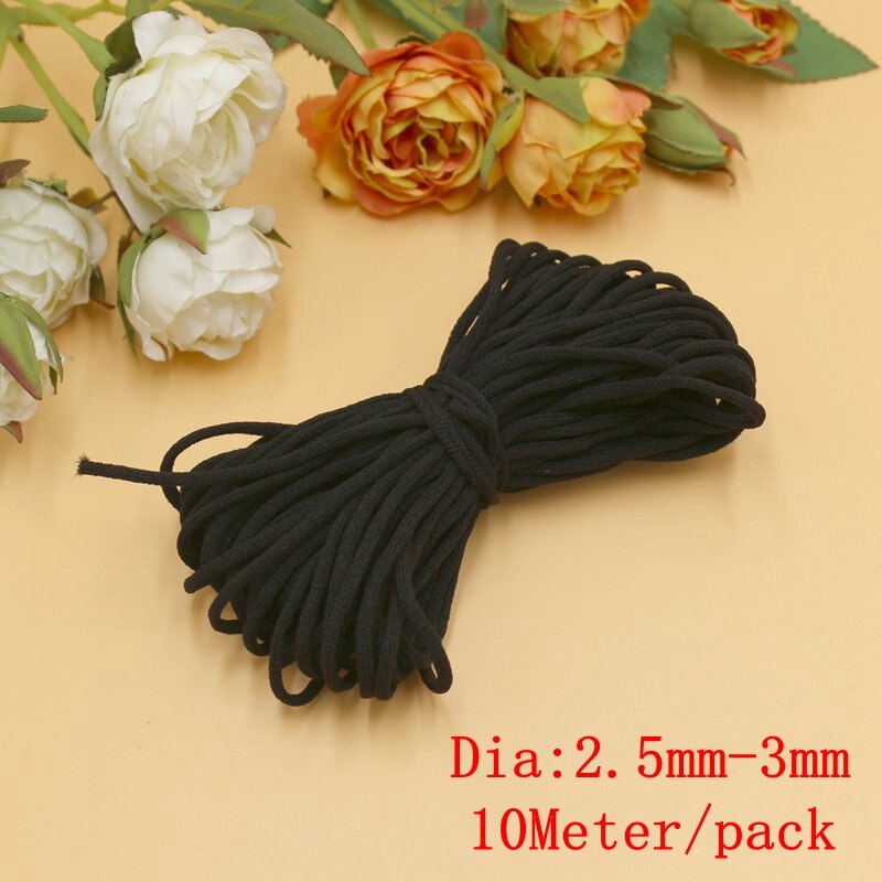 Banda elástica para mascarilla, banda de goma para colgar en la oreja, accesorios DIY, 3/5mm, 5/10/30m/paquete: black 3mm10 Meter