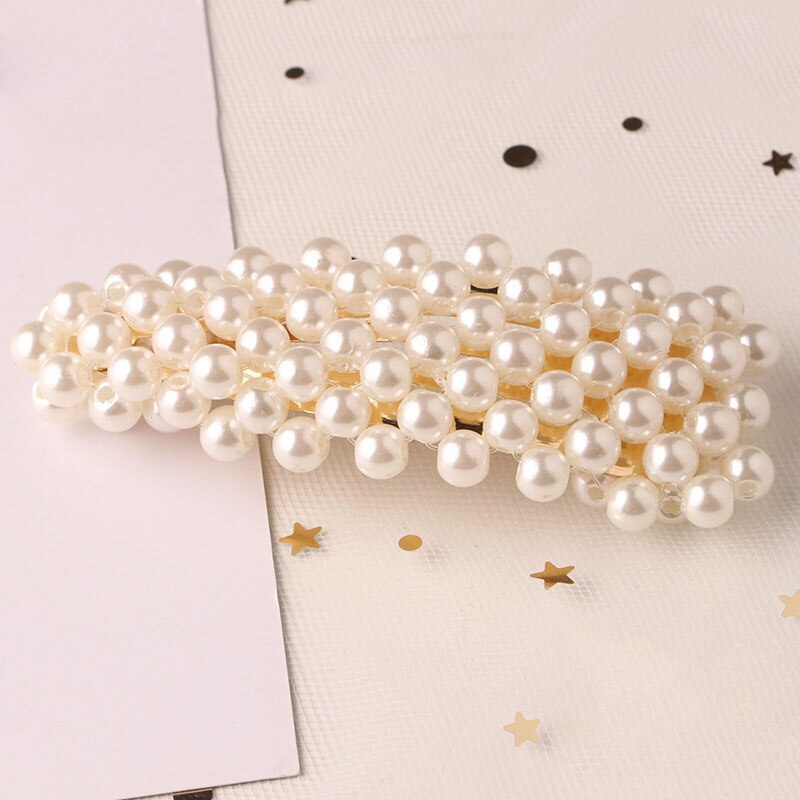 Pearl Hair Clip for Women Girl Korean Snap Barrette Stick Hairpin Hair Styling Accessories: 4