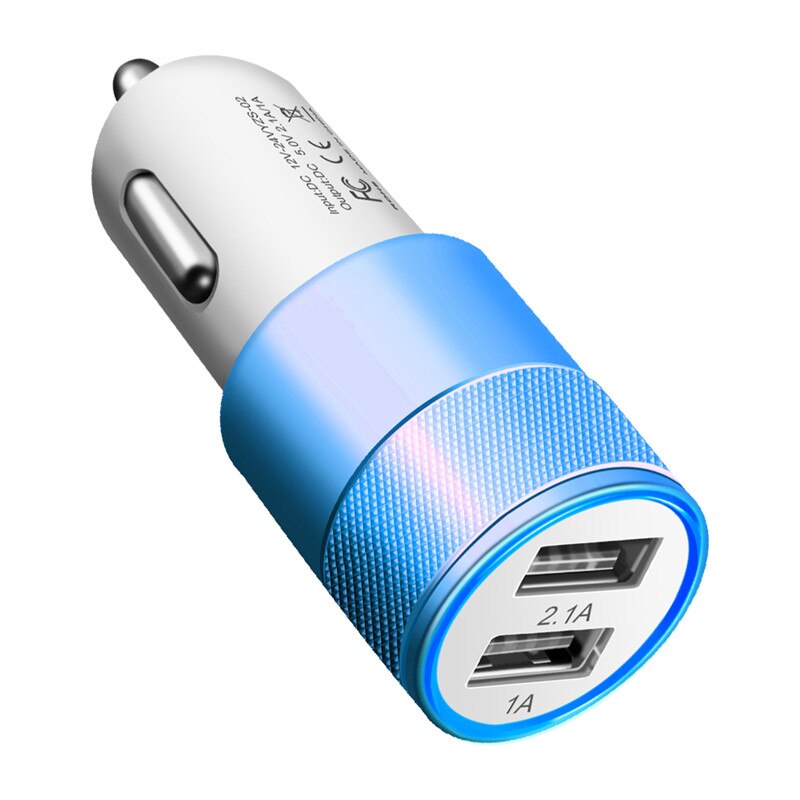 Crouch 5 V 2.1A Dual USB Adaptador de Carregador de Telefone Do Carro Liga de Metal Do Carro-Carregador Rápido para iPhone Xiaomi Samsung HTC Huawei LG Carregador: Blue