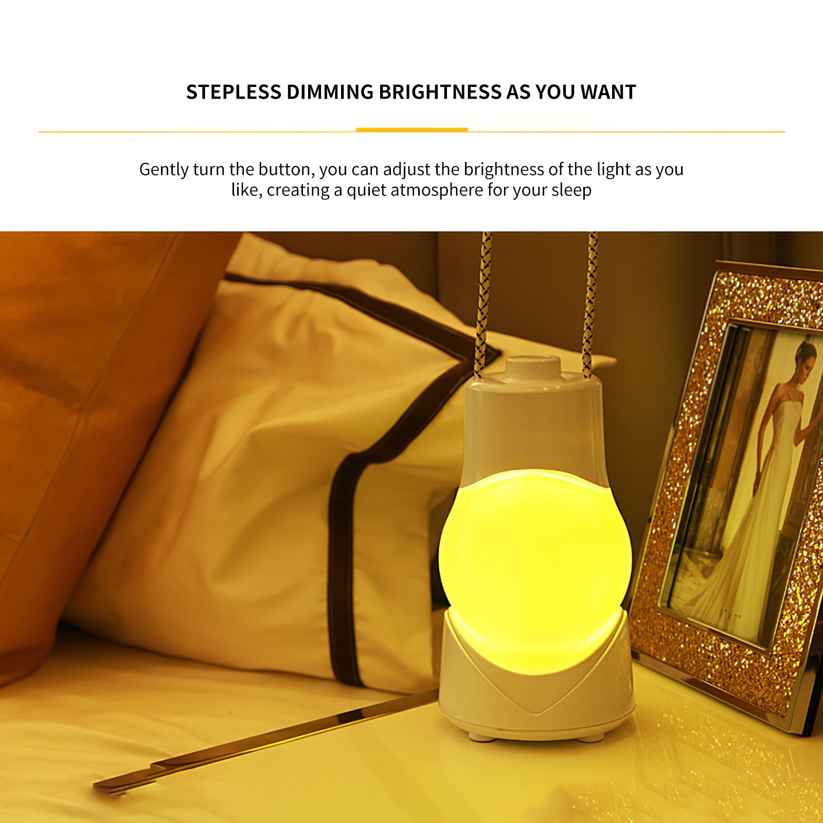 Rechargeable Touch Control Camping Emergency Light Bedside Lamp Lovely Portable Wireless Night Light Hand Lamp LED: yellow