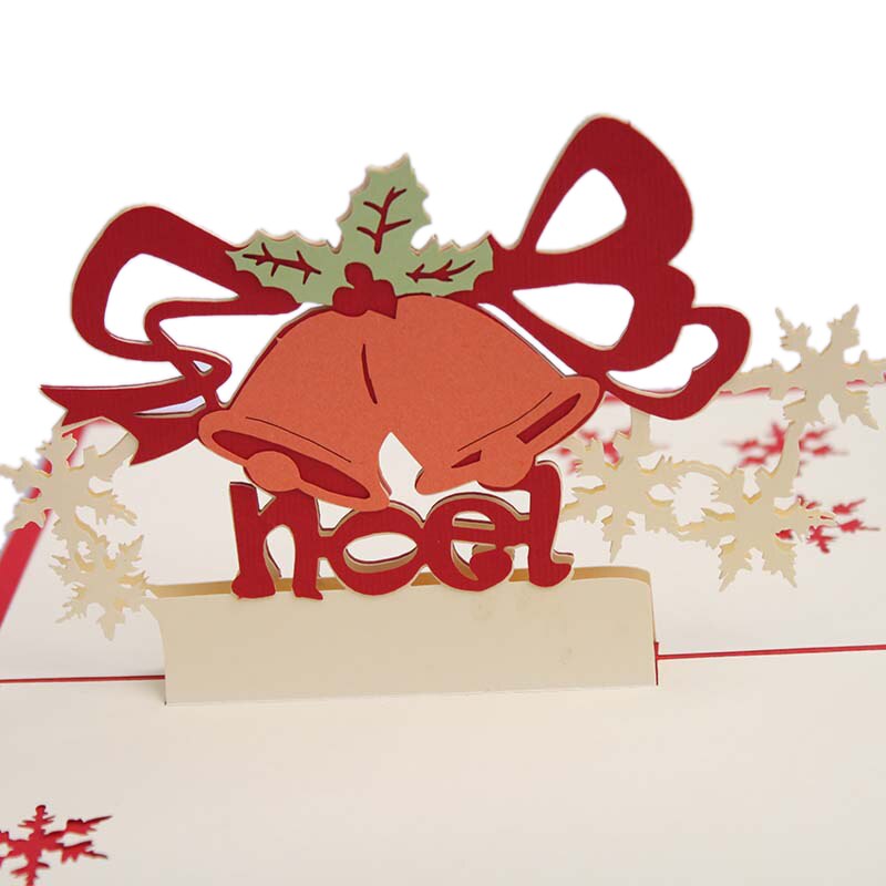 -Christmas Cards 3D Pop Up Merry Christmas bell Handmade Custom Greeting Cards Christmas Souvenirs Postcards