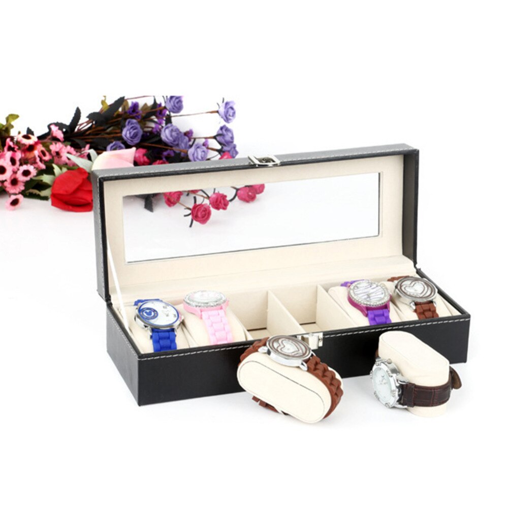 watch boxes Fancy Watch Case Box Jewelry Storage Box with 6 Cover Case Jewelry Watches Display Holder Organizer Box