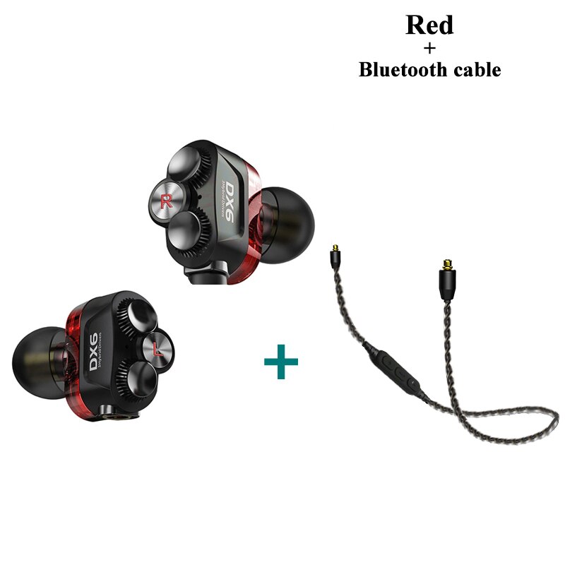 Plextone DX6 Lösen Sport Kopfhörer Kombinierbar Bluetooth 5,0 3,5mm HIFI Stereo Bass kopfhörer TYP C Verdrahtet Ohrhörer MMCX Kabel: red wireless