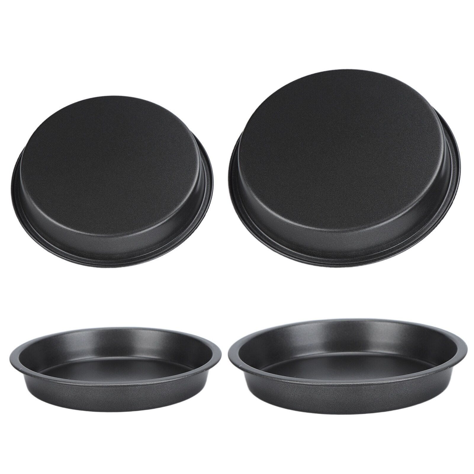 2Pcs Non Stick Pizza Pan Deep Thickened Carbon Steel Baking Pan for Kitchen Bakery Supplies 6inch 9inch 10inch 12inch Optional
