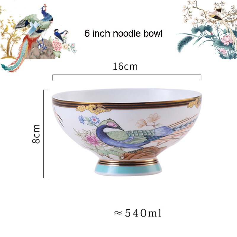 Oosterse Bone China Servies Set Soeppan Combinatie High End Keramische 8Inch Plaat 12Inch Vis Plaat Kruiden Jar: 6inch noodle bowl