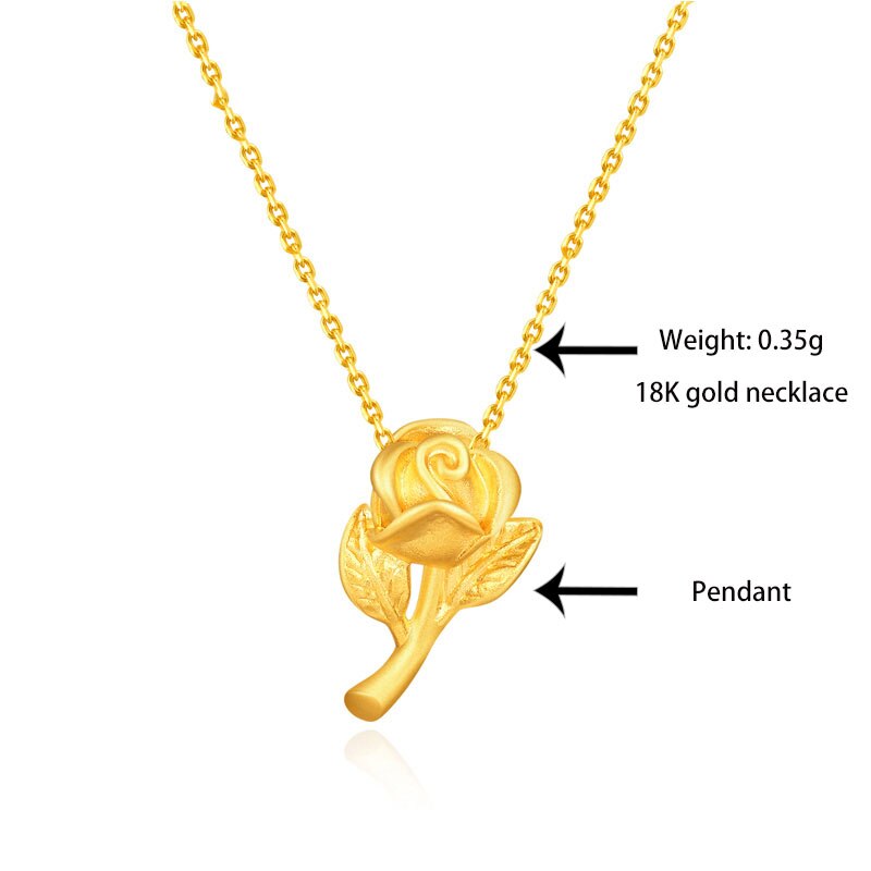 Puur Goud 999 Rose Bloem Hanger Vrouw 24K Echte Gouden Hanger 18K Ketting Mode Romantische Sieraden
