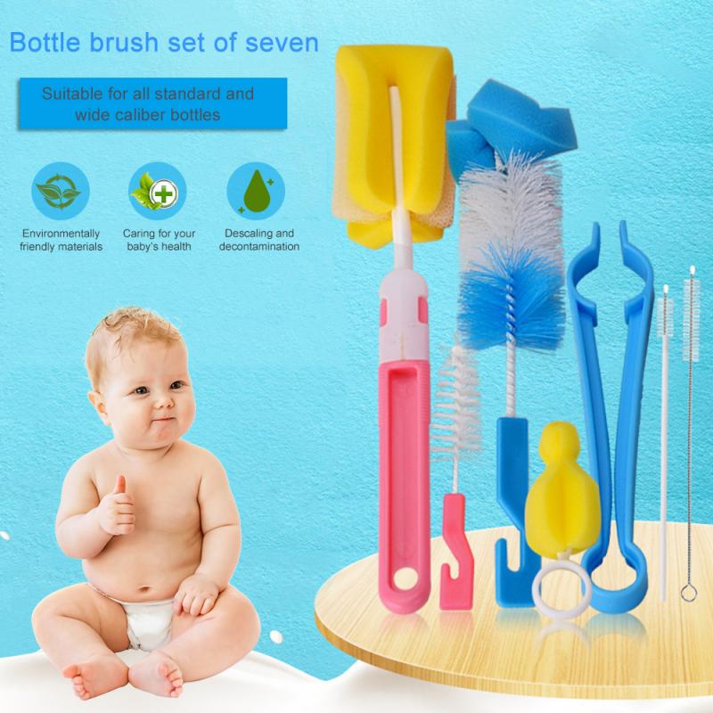 2 farben Baby Pflege Fütterung Flasche Pinsel Set Baby Nippel Sauber Schwamm Auslauf Tasse Pinsel Kit Flasche Reinigung Werkzeug