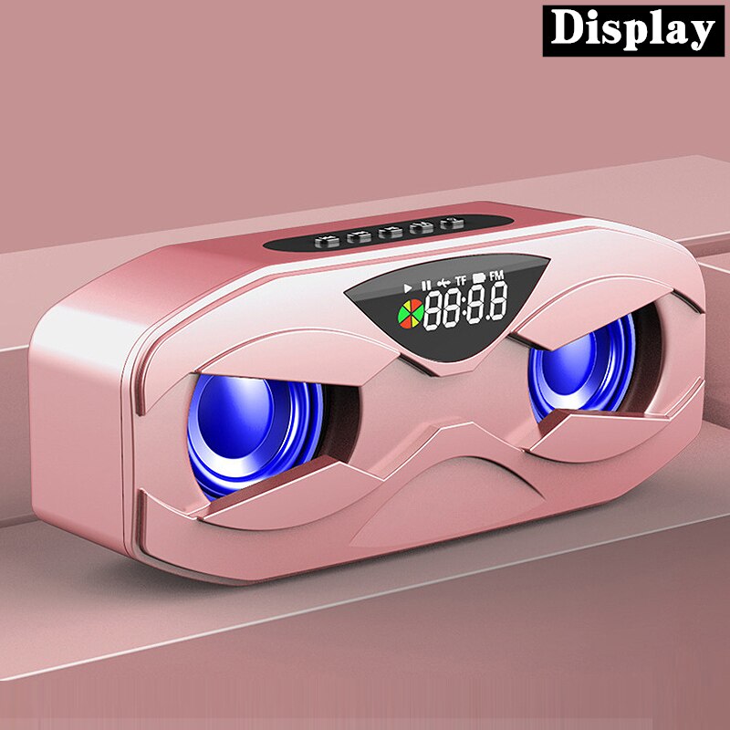 M8 Cool Robot Bluetooth Speaker LED Rhythm Flash Wireless Loudspeaker FM Radio Alarm Clock TF Card Support Subwoofer M5: rose gold-display