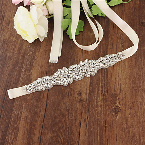 ZMS334 Hochzeit Gürtel Strass Gürtel Brautjungfer Gürtel Braut Gürtel Frauen Schärpe Gürtel Hochzeit Zubehör Gürtel für Abendkleider: aus-Weiß
