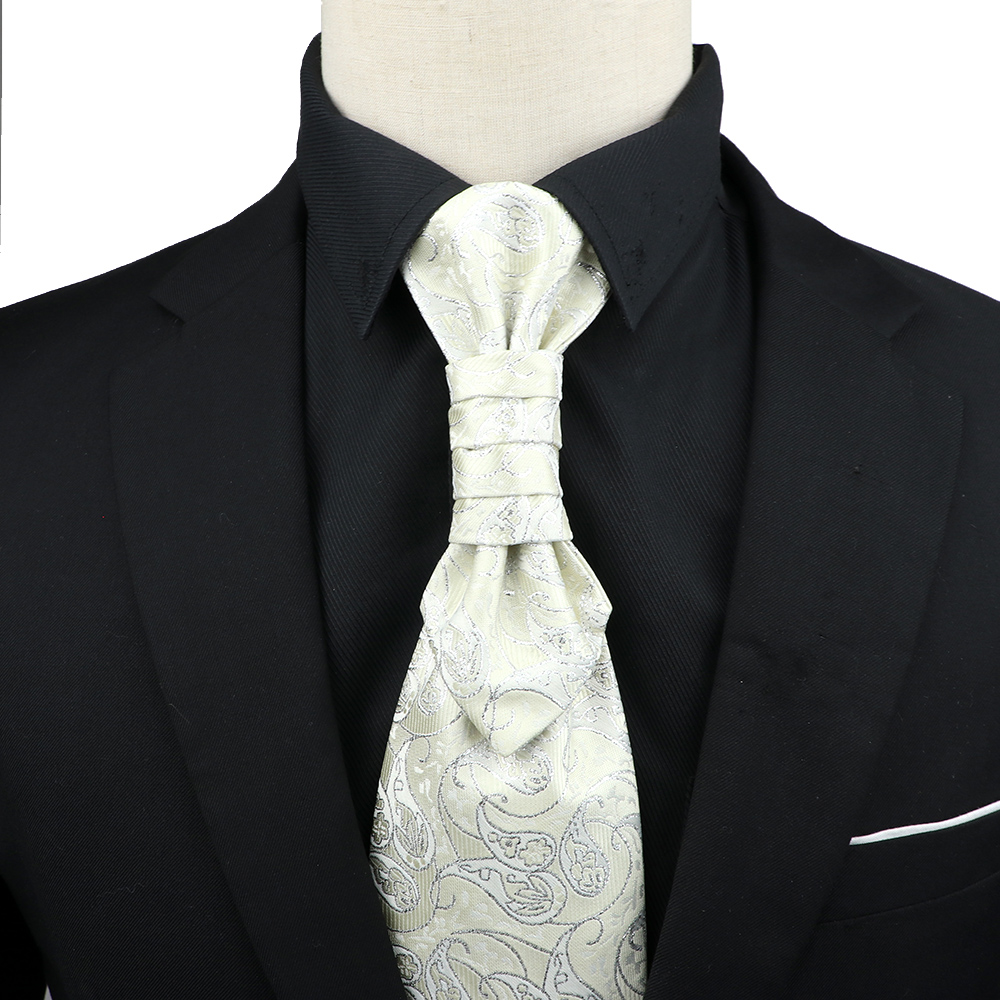 Corbata de Ascot de Cachemira de lujo para hombre, corbata de esmoquin para boda, de negocios, corbata de 10CM con patrón Vintage, accesorios para caballero: YELLOW