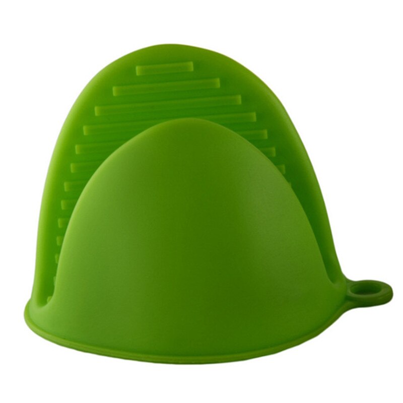 1PC Silicone Anti-scalding Oven Gloves Mitts Potholder Kitchen BBQ Gloves Tray Pot Dish Bowl Holder Oven Handschoen Hand Clip: A green
