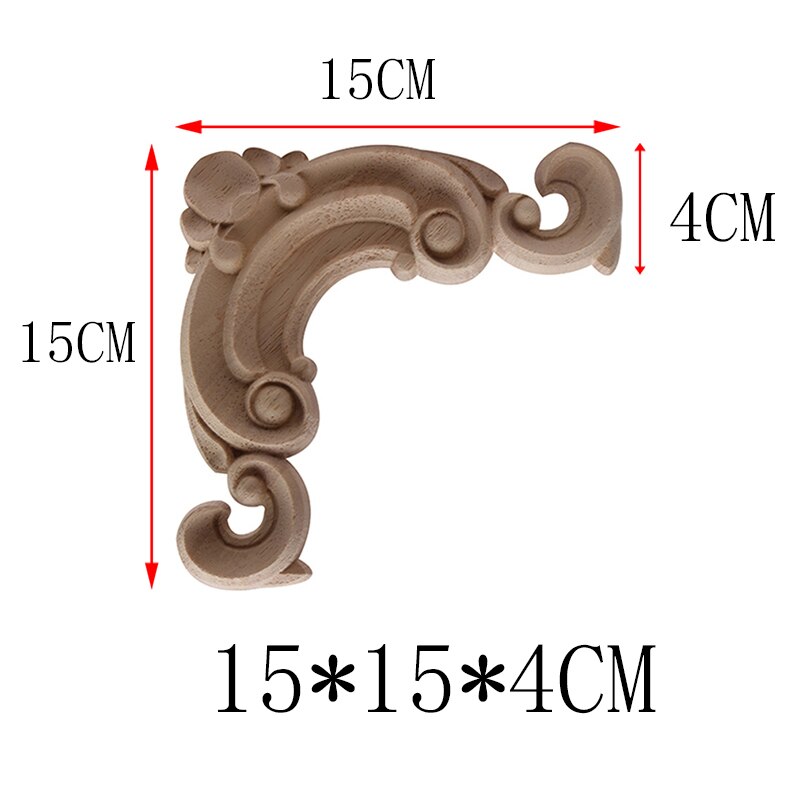 Hout Mouldings Hout Applique Carving Lijnen Onlay Retro Natuurlijke Gesneden Bloem Oval Bloemen Houten Kast Hoek Thuis Deuren: A13-4