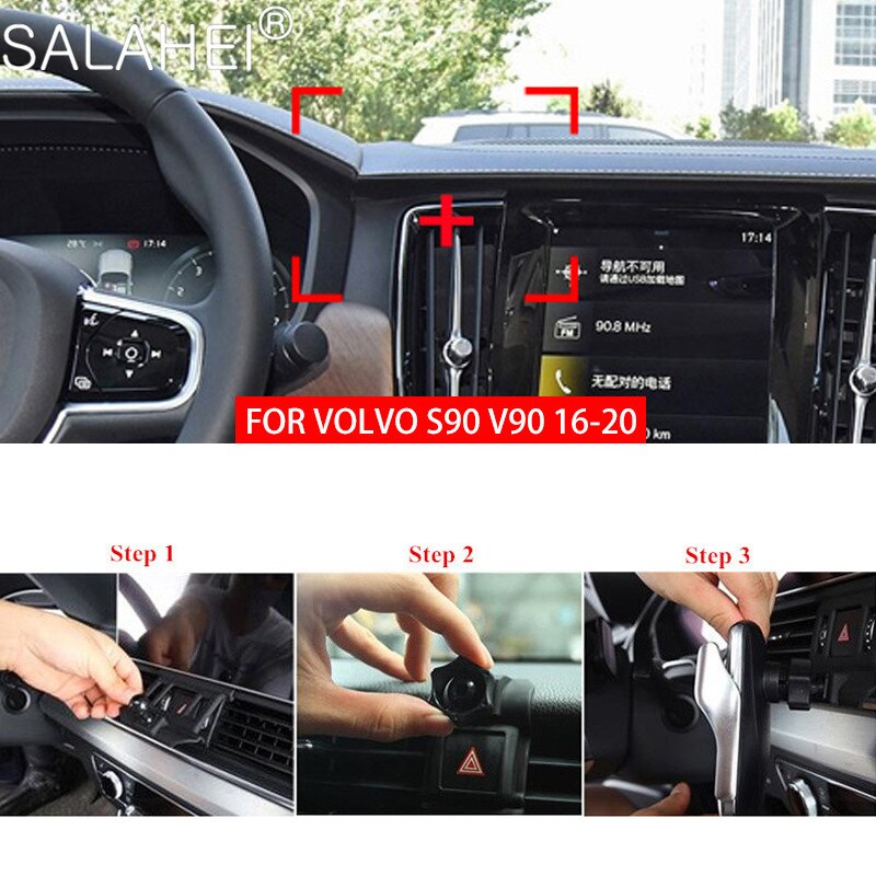 Car Mobile Phone Holder For Volvo S90 V90 Air Vent Mount Bracket GPS Stand 360 Degree Rotation Car Accessory