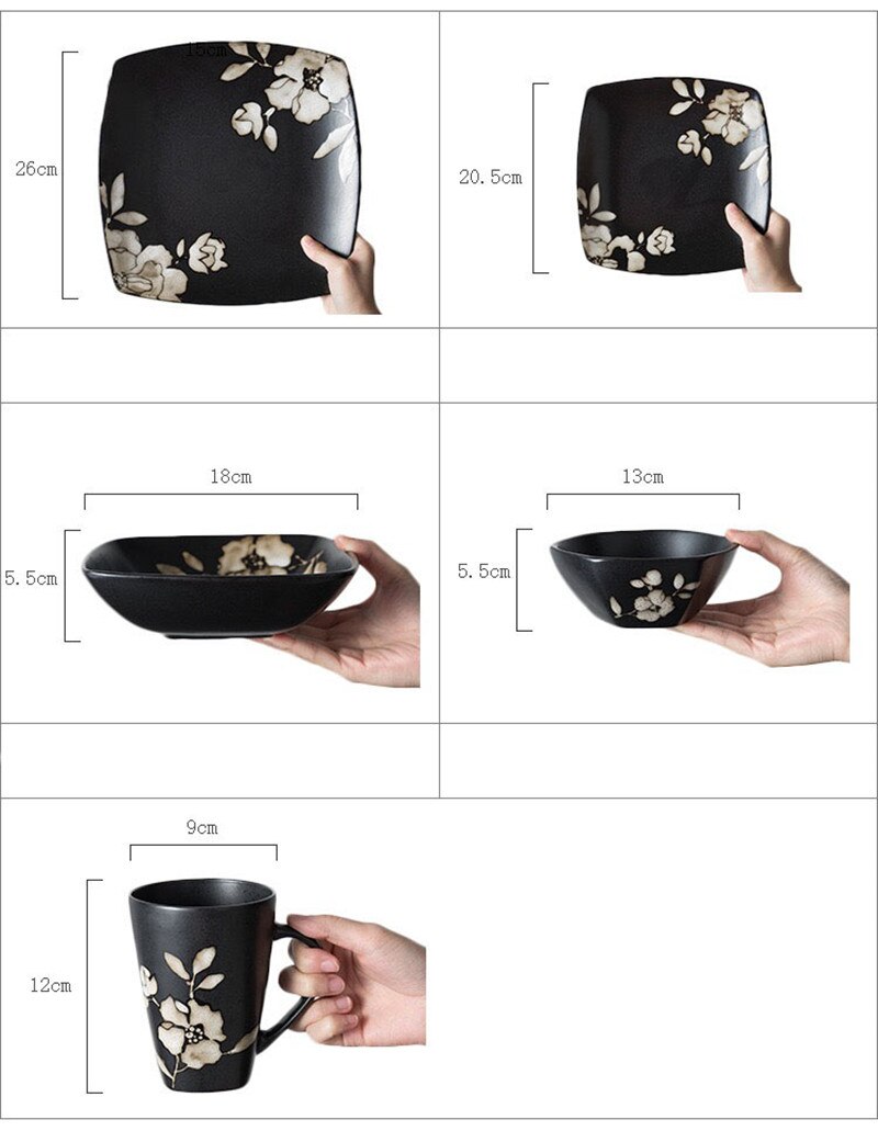 Japanese Handmade Ceramic Dinnerware Dinner Plate Lunch Plate Water Cup Fruit Wedding Decor Tableware Kitchen Utensil