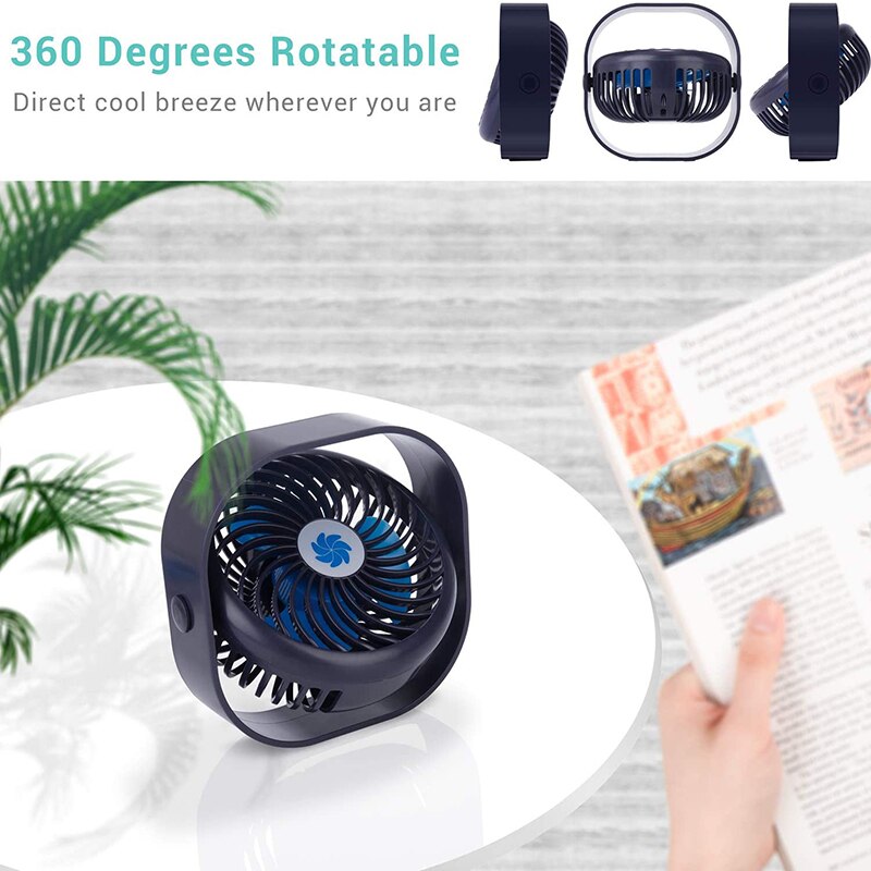 USB Aufladbare 3 Geschwindigkeit Mini USB Schreibtisch Fan Persönliche Kühlung Fans 360 Drehung Einstellbar Winkel für Sekretariat Heimat Reisen Auto