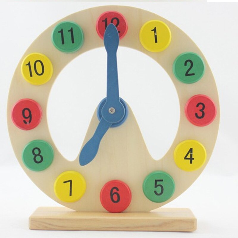 Wooden color digital clock moon clock early childhood teaching aids educational learning toys time cognitive teaching aids: Default Title