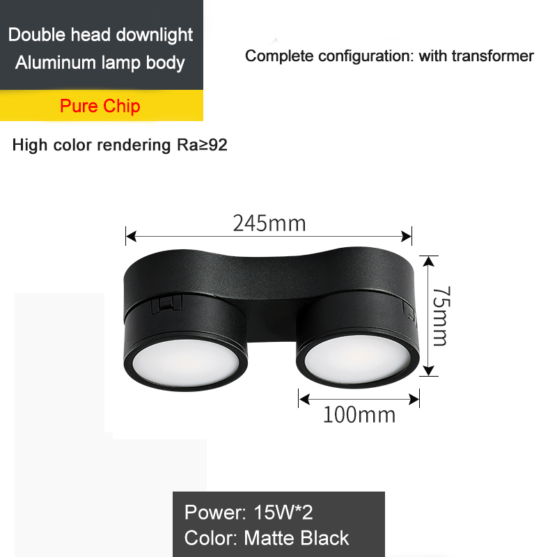 Surface Mounted LED Downlight 2 Head Dimmable Rotatable Foldable Lamp Ceiling Spot Light For Indoor Lighting: Pink / 1w / black