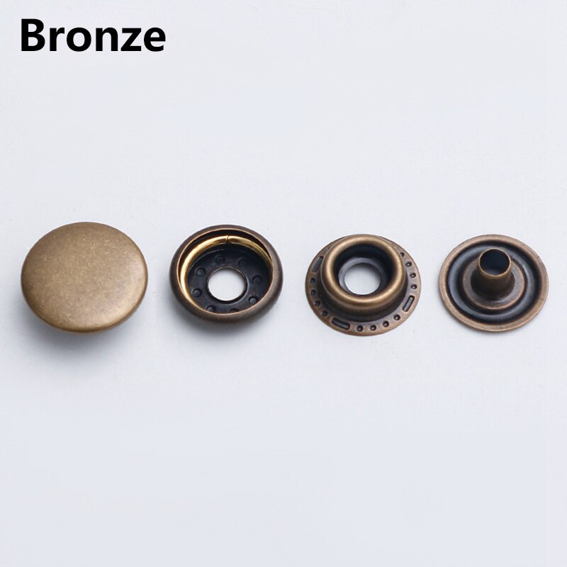 1 Set 12/13/15/17/20Mm Metaal Messing Drukknopen Naaien Knop Snap Fasteners naaien Lederen Craft Kleding Tassen: Bronze / 13mm