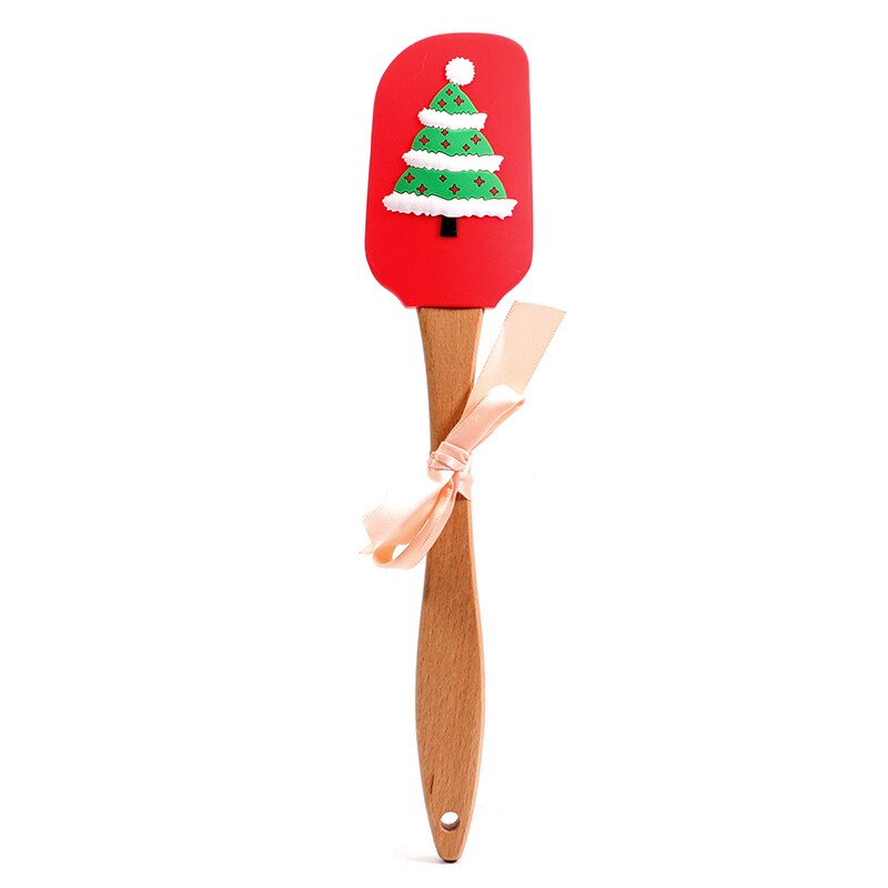 Silicone Spatulas beechwood handle - Kitchen Utensils Non-Stick for Cooking, Baking, Mixing and Christmas Decorating: Christmas hat