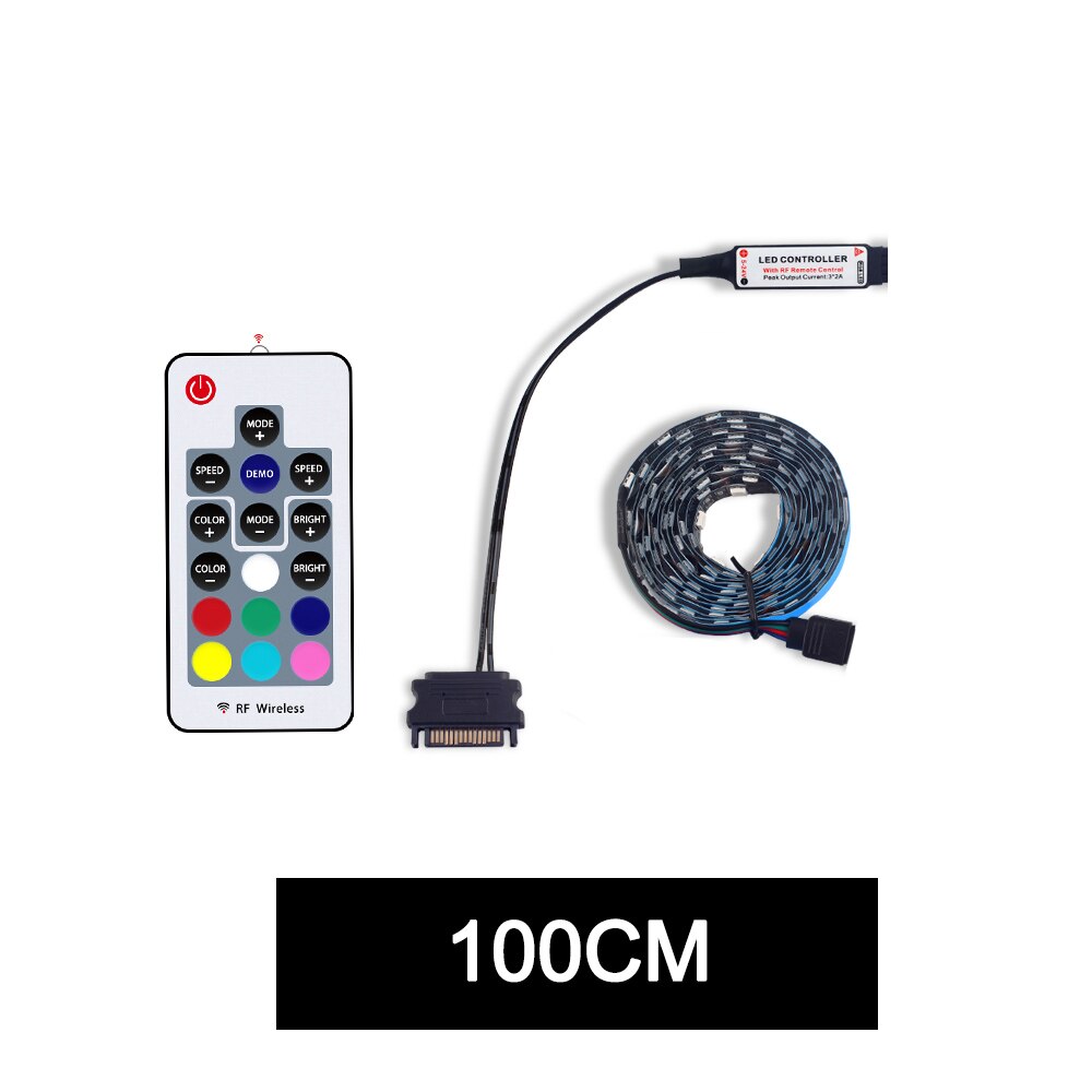 Sata LED Strip RGB SMD 5050 60 LEDs/m 50/100/150/200 CM met RF afstandsbediening voor PC Case IP20 12 V LED flexibele Strip licht: 100cm