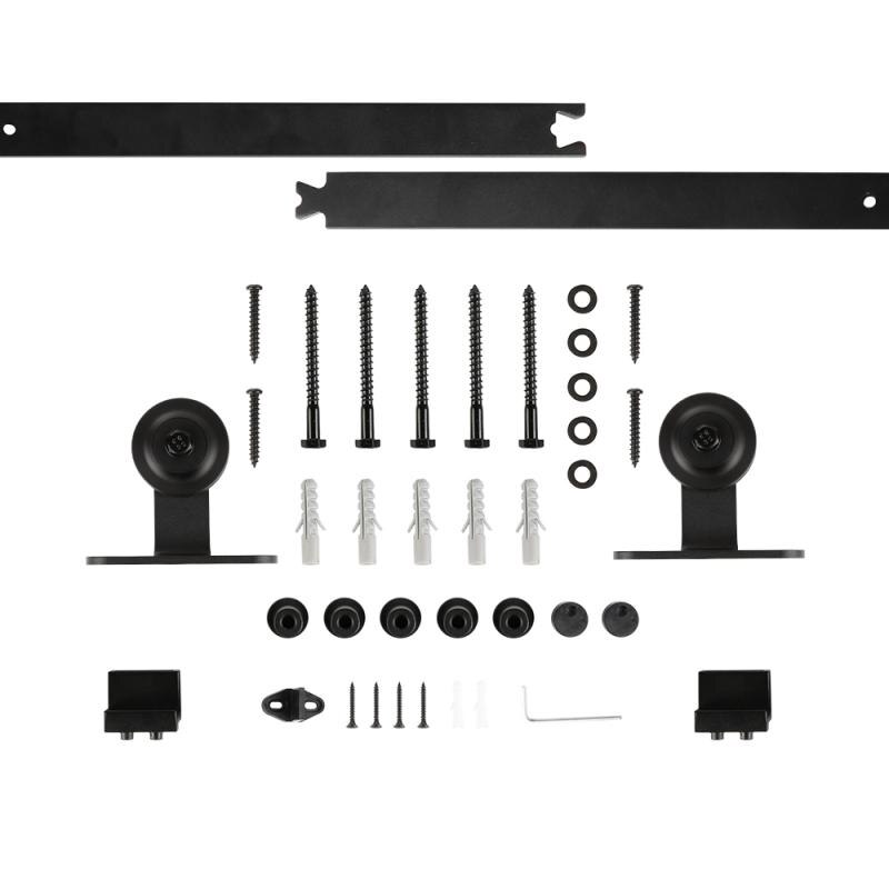 Rail de porte coulissante rustique noire de 183CM, pour armoire, Kit de rails coulissants pour portes en bois, vers l'europe HWC: Default Title