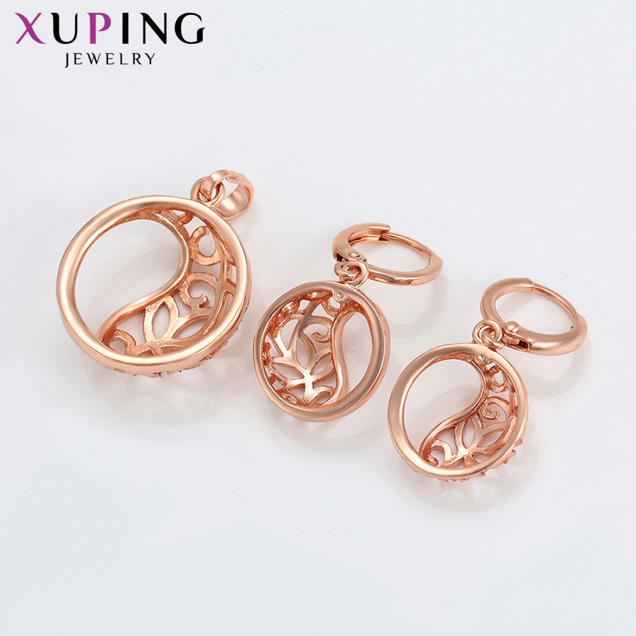 Xuping Colorful Jewelry Sets Delicate Women Sets Rose Gold Color Plated Essential Nice 65470