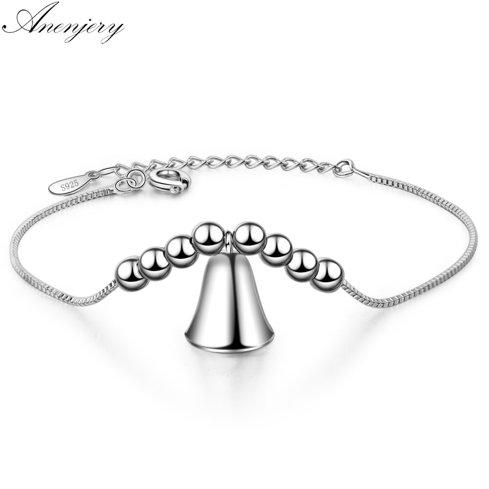 Anenjery zilveren bedels kralen armbanden schattige kleine bel armband voor vrouwen pulseira feminina s -b220