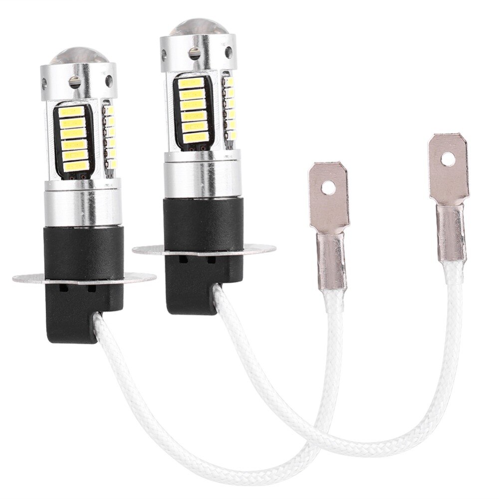 1 par  h3 lyspære 4014 hvite led bil tåkelys pære lampe  dc 12v 25w bil tåke  h3 led lampe
