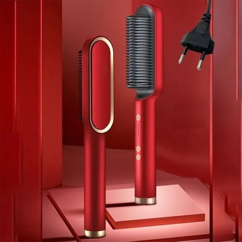 Rechttrekken Verwarming Kammen Mannen Baard Stijltang Keramische Krultang Professionele Verwarmde Kam Elektrische Haar Borstel Stijltang: Red / VS