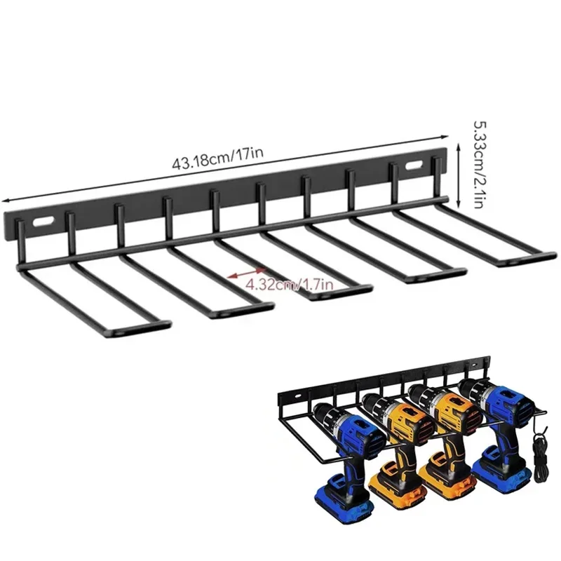 1pc Wall-mounted Utility Rack Power Tool Organizer Heavy Duty Metal Tool Shelf Drill Wall Mounted Storage Rack Tool Storage Orga: Blue