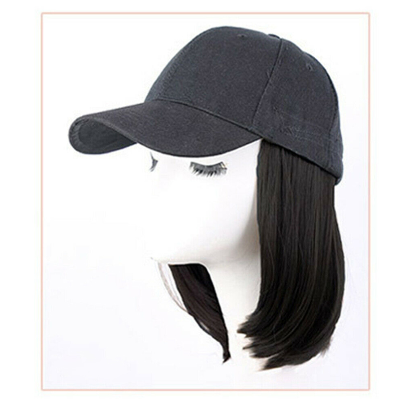 Cappello da Baseball di vendita caldo con parrucche per capelli corti Bob Hair cappello sintetico per donna estate: Naturally black