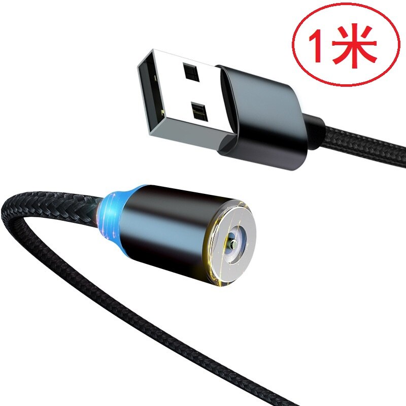 Cabo carregador magnético micro usb, plugue redondo magnético, carregamento rápido, fio magnético usb tipo c: 1M CABLE