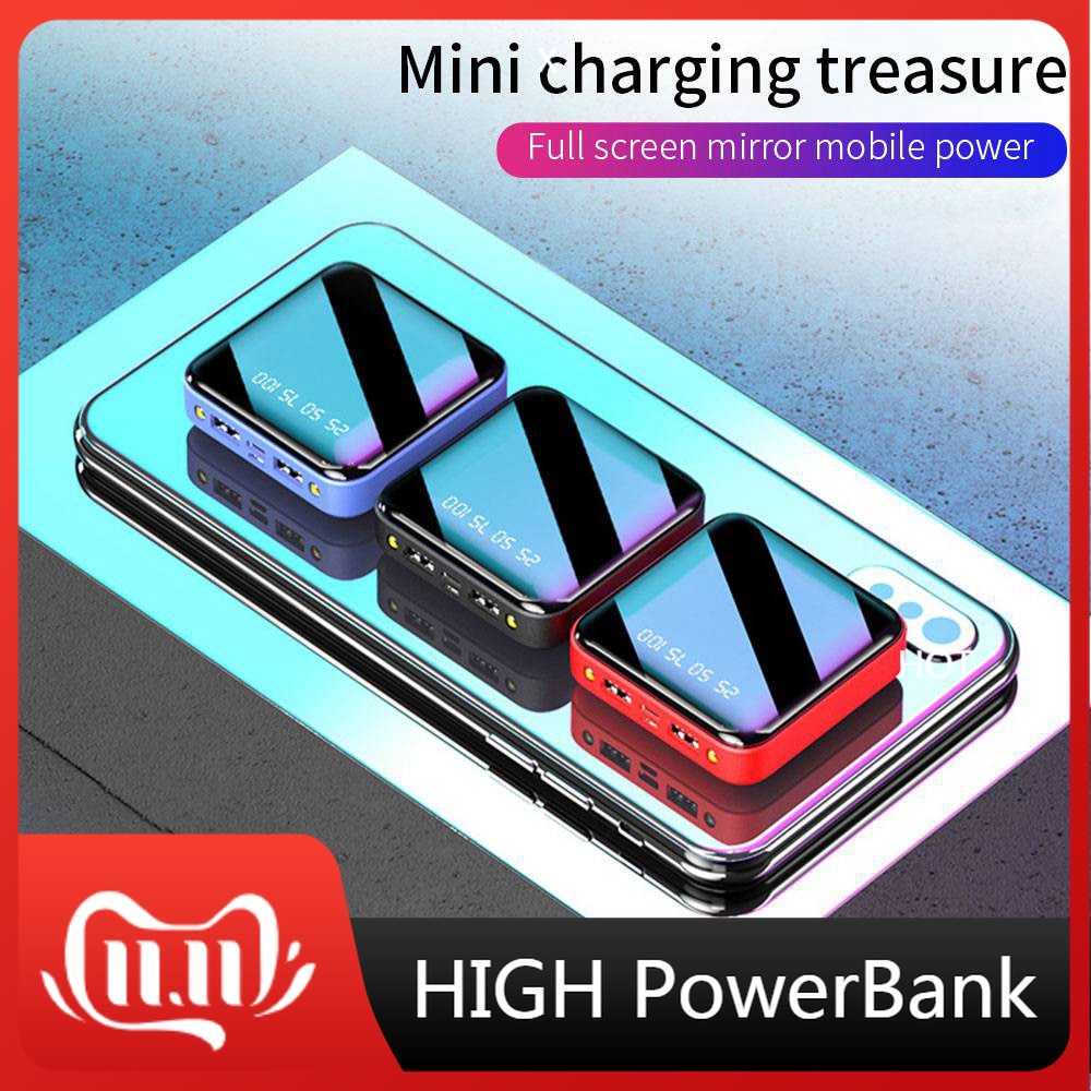 Mini 20000mAh Power Bank caricabatterie esterno Powerbank di grande capacità PowerBank digitale Dual USB Charge LED Light Poverbank