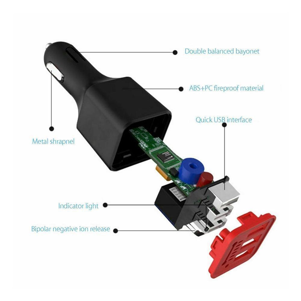 3.1a 3 usb port laddare bil auto frisk luftrenare syre ozon för 12-24v generator joniserande mobiltelefoner fordon bar  b3 h 2