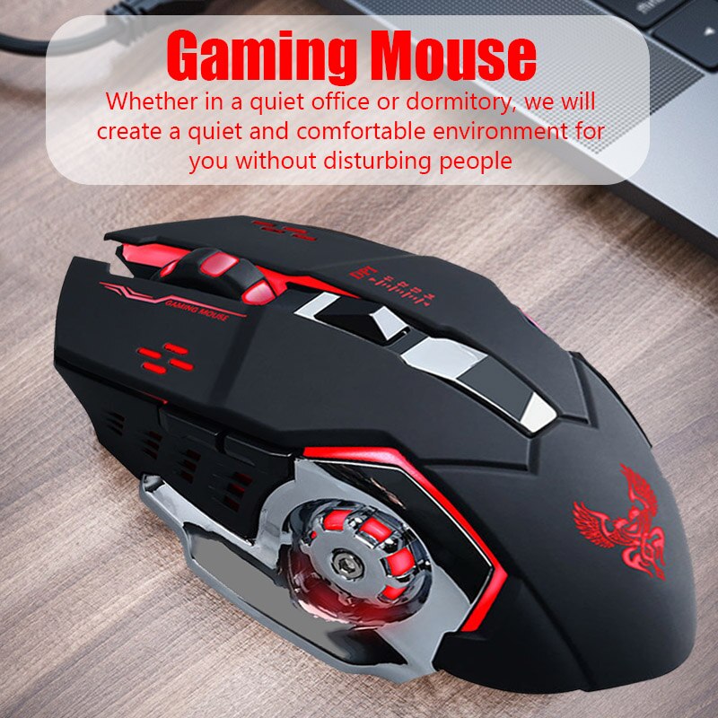 4800DPI Wireless Mouse Raton Gaming Mouse Rechargeable Silent LED Backlit USB Optical Mice Ergonomic Mouse Gamer For PC Laptop