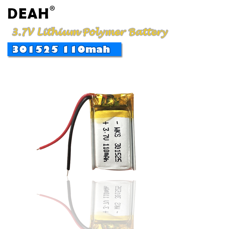 3.7V Lipo cells 301525 110mah Lithium Polymer Rechargeable Battery For Reading pen Smart bracelet Bluetooth headset MP3 MP4 MP5