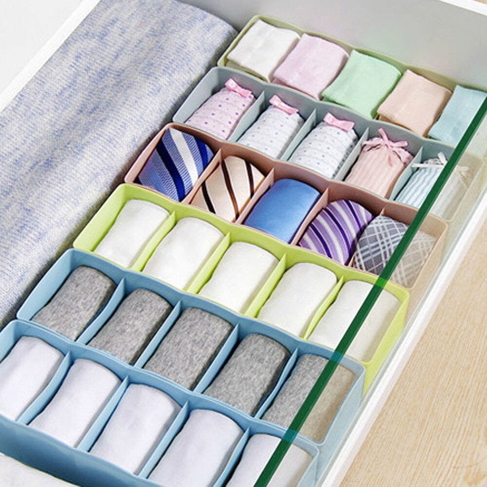 5 Grids Plastic Rotan Organizer Opbergdoos Tie Ondergoed Bra Sokken Drawer Cosmetische Divider Housekeeping Container Organisatoren