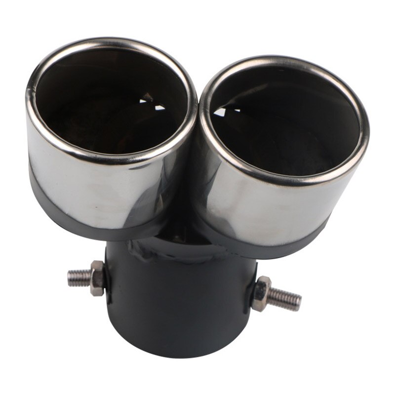 Silenciador de tubo de escape Universal de acero inoxidable curvado, salida Dual de 63mm, puntas de corte, accesorios cromados para coche