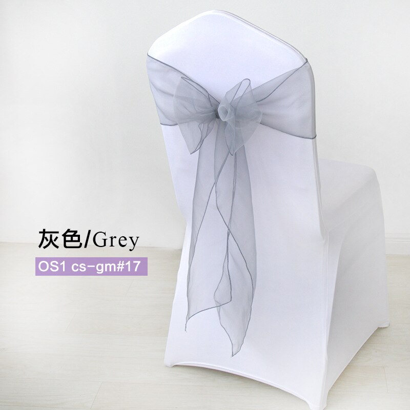 50pc/Set Sheer Organza Red Sash Size 7x108inch Event Ceremony Party Wedding Chairs Knot Decoration Chair Sashes Bow: Grey