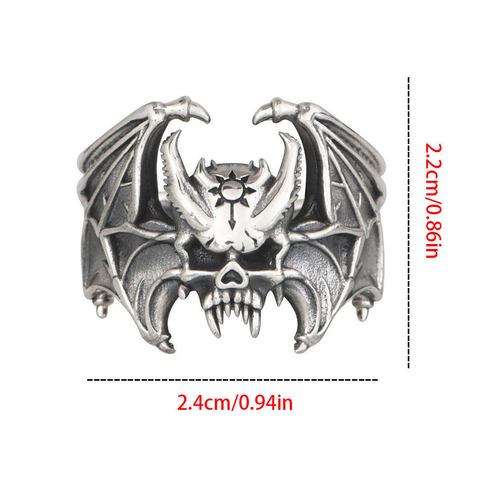 Anillo ajustable de murciélago y calavera para Halloween, mujeres, hombres, Punk, motociclista, cóctel, joyería de gótica